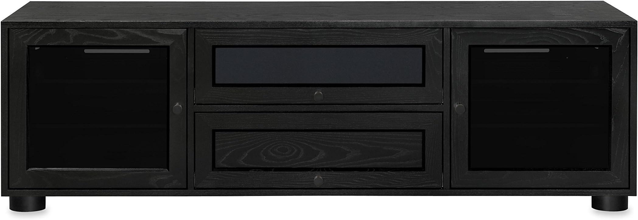 Majestic EX 70-inch American Solid Wood Media Console/TV Stand/AV Cabinet for Most Flat Screen TVs to 75” (Black on Ash, Black HW)