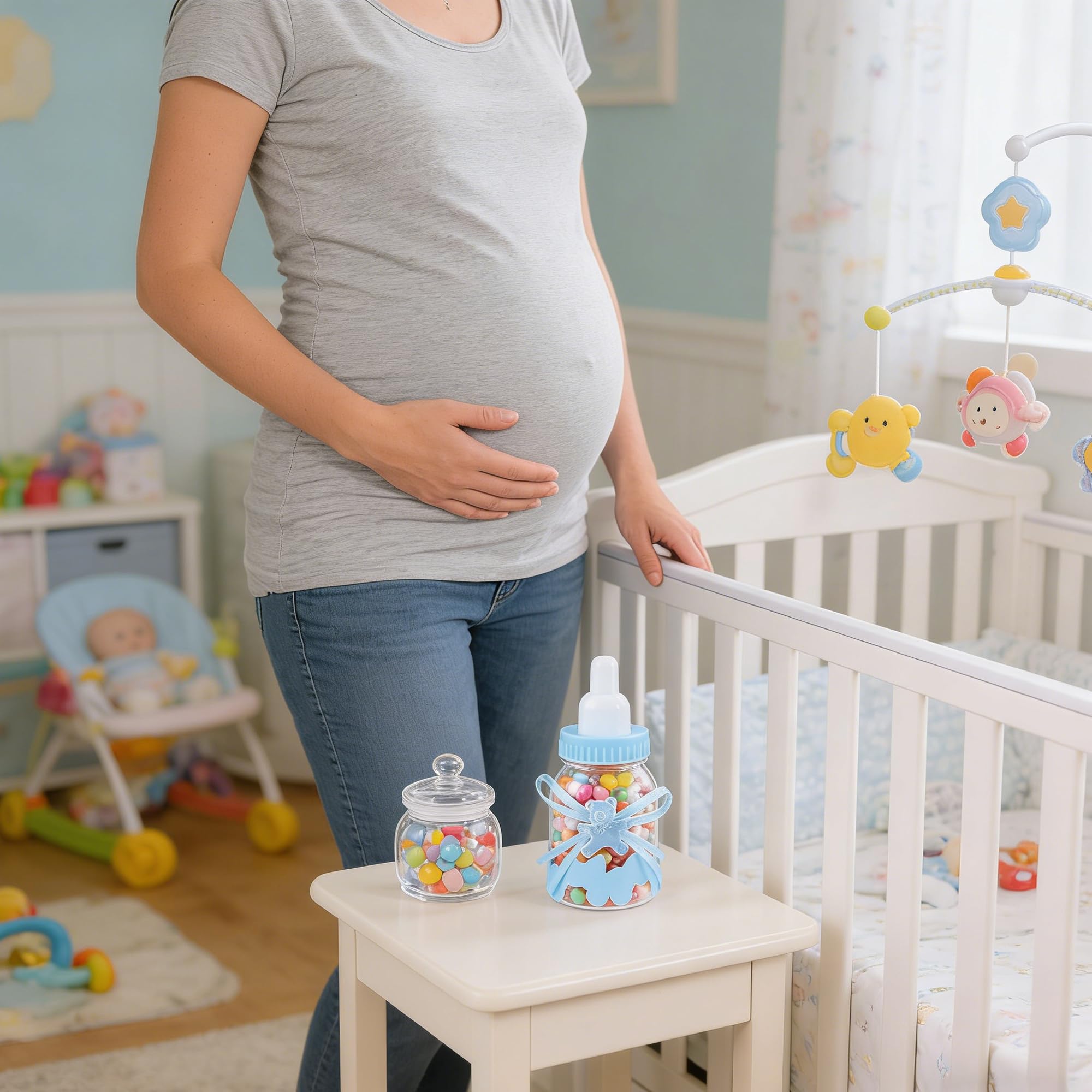 24 Pezzi Biberon Portaconfetti Vasetto Caramelle, Caramella Bomboniere Bottiglia, Favori di Nozze Forma di Bambino Bottiglina, Baby Shower Battesimo Bottigliette Regali Decorazione (rosa)