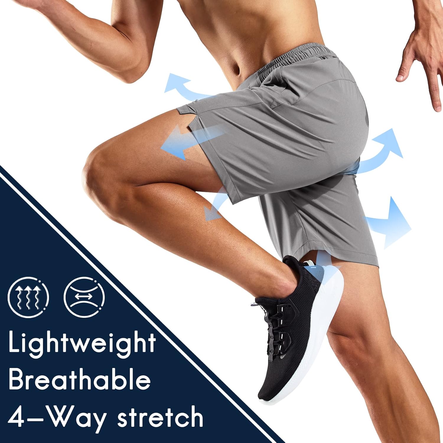 Haimont Men's 7 Inch Running Shorts, 4-Way Stretch Quick Dry Athletic Shorts, Lightweight Breathable with Zipper Pockets