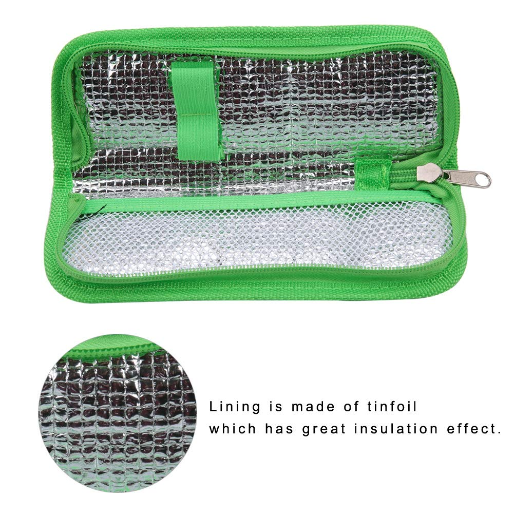 Estuche de Viaje para Enfriador de insulina, Bolsa de enfriamiento portátil insulina, Organizador de Pacientes diabéticos, Estuche Aislado Viaje, Estuche isotermico para Adrenalina(Verde)