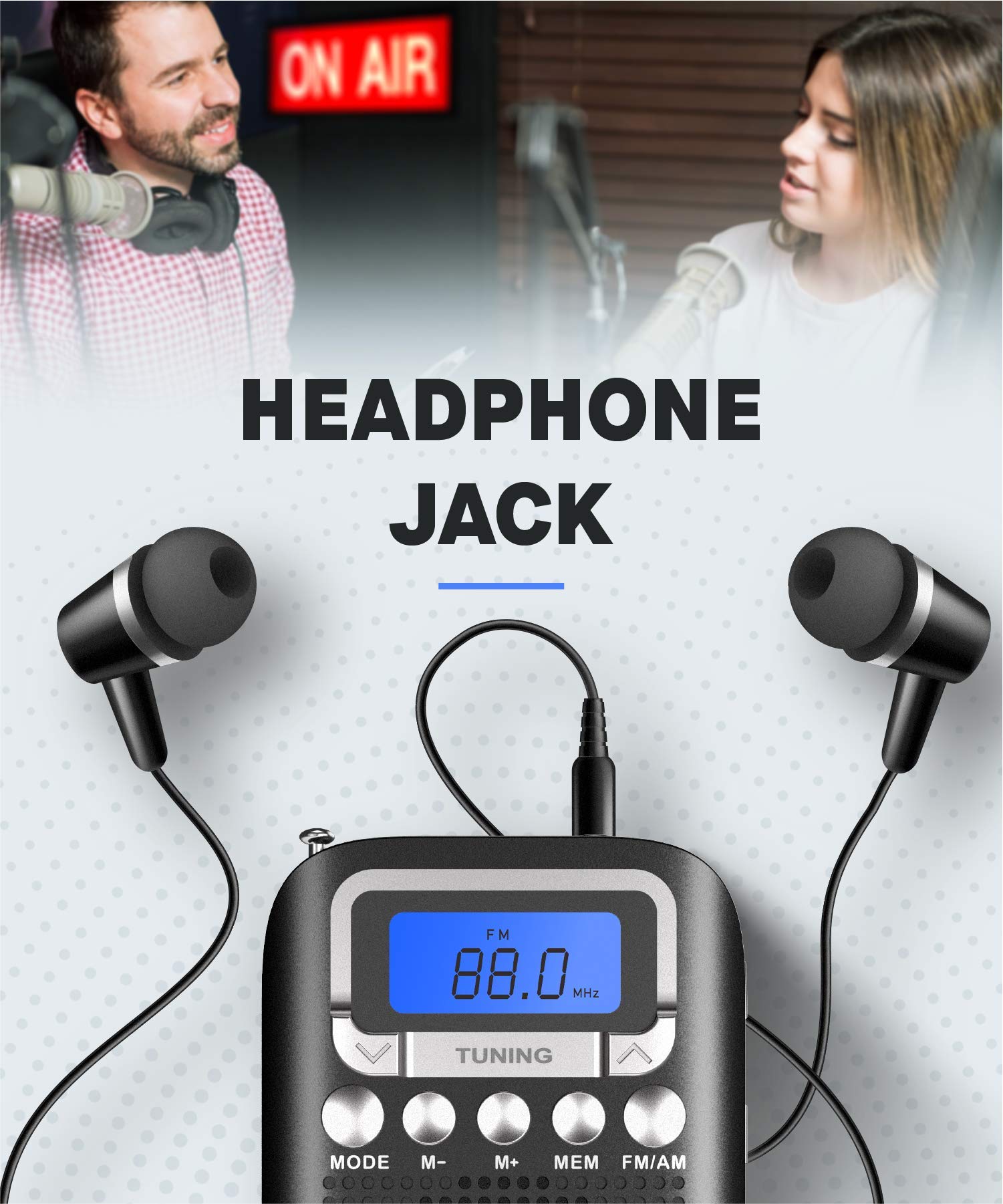 Digital AM FM Portable Pocket Radio with Alarm Clock Best Reception