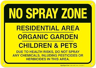No Spray Zone Sign, (SI-6540) 10x7 Inches, Rust Free .040 Aluminum, Fade Resistant, Indoor/Outdoor Use, Made in USA by Sigo Signs
