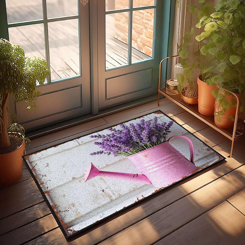 Paillasson Welcome-Ish grand tapis cuisine lavande arrosoir rose anti-saleté
