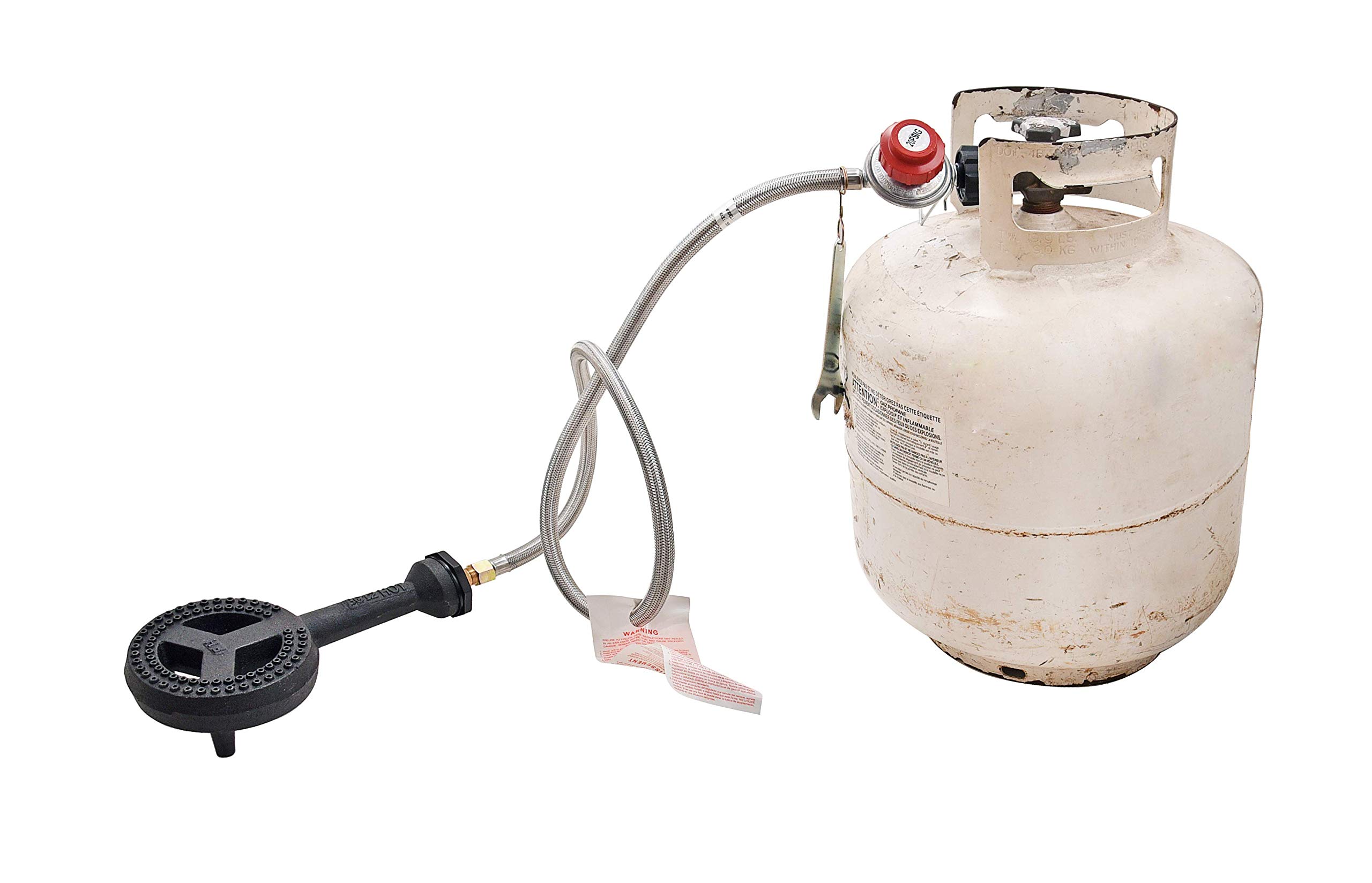 ARC G20S - Cabezal de Quemador de Hierro Fundido Resistente hasta 65.000 BTU, regulador de propano Ajustable de Alta presión de 0 a 20 PSI con Herramientas, Certificado CSA, Manguera de Gas de 119,4