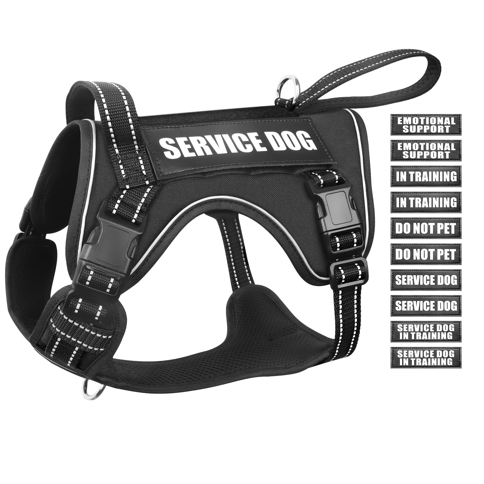 WINSEE Tactical Dog Harness, No Pull Dog Harness for Medium Large Dogs with Handle & Molle, Military Service Dog Vest Harness in Training Pet Harness