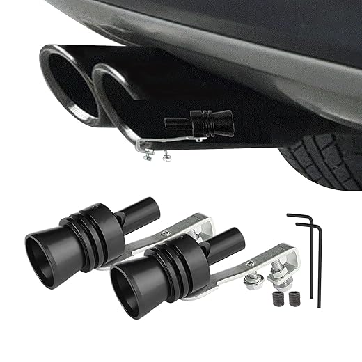 2PCS Car Turbo Whistle, Aluminum Alloy Universal Turbo Whistle, XL Size Aluminum Alloy Universal Turbo Sound Exhaust Muffler Pipe Whistle Car Roar Make (Black)