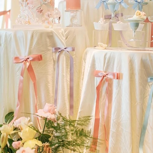 Miniatura 10 de Maclemon Cinta de satén blanca de 78 pulgadas x 100 yardas, cinta blanca de poliéster para envoltura de regalos, muy adecuada para bodas, fiestas,