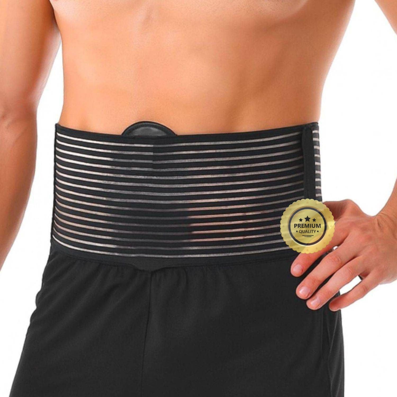 OrtoPrime Fascia Ernia Ombelicale Uomo & Donna – Fascia Addominale Contenitiva Post-Operatoria – Cintura Ernia Ombelicale Regolabile (Taglia S/M 70–90 cm)