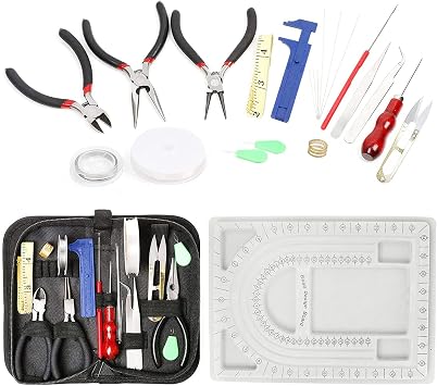 LAMPTOP 23 Pcs Jewelry Making Supplies Kit for Adults with Bead Tray, Pearls Making Kit Including Jewelry Tools, Jewelry Wires and Pearls Findings for Jewel Repair and Beading