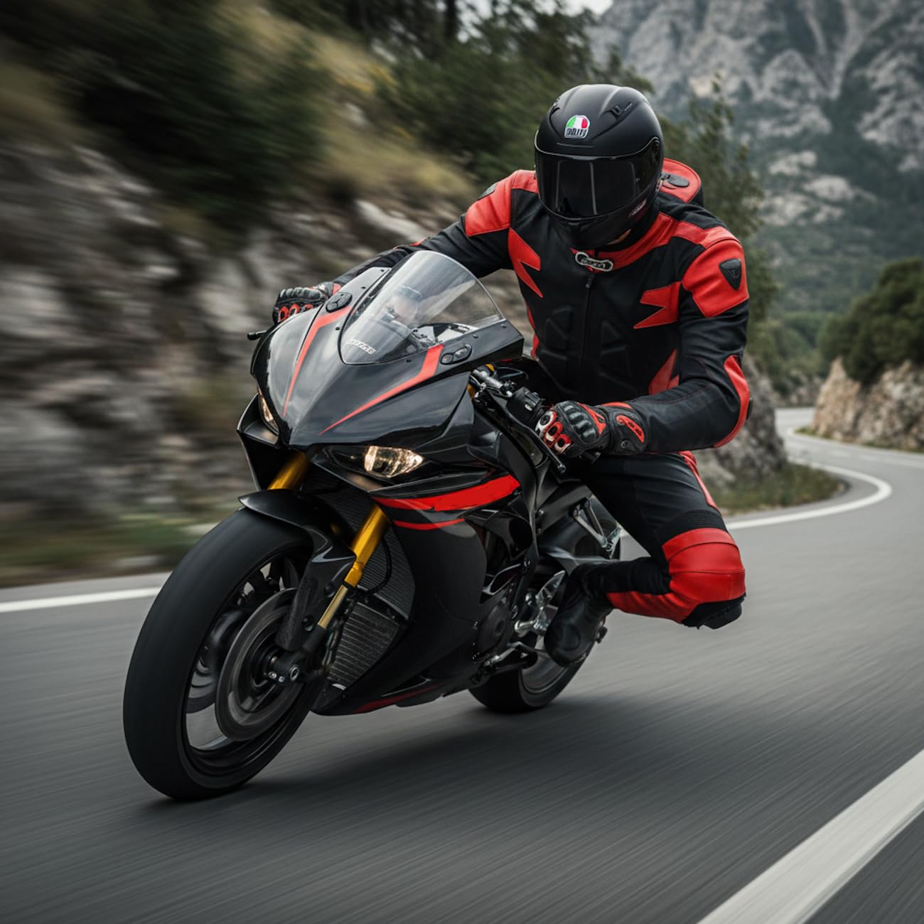 BI ESSE - Motorradanzug aus Leder und Stoff, ideal für Straßen, lange Reisen, Touring, Pitbike,komplett mit Höcker und harten Protektoren