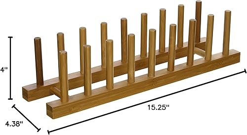 Miniatura 6 de Lipper International 887 Bamboo Wood Plate Rack and Pot Lid Holder, 15-3/8" x 4-3/8" x 4"