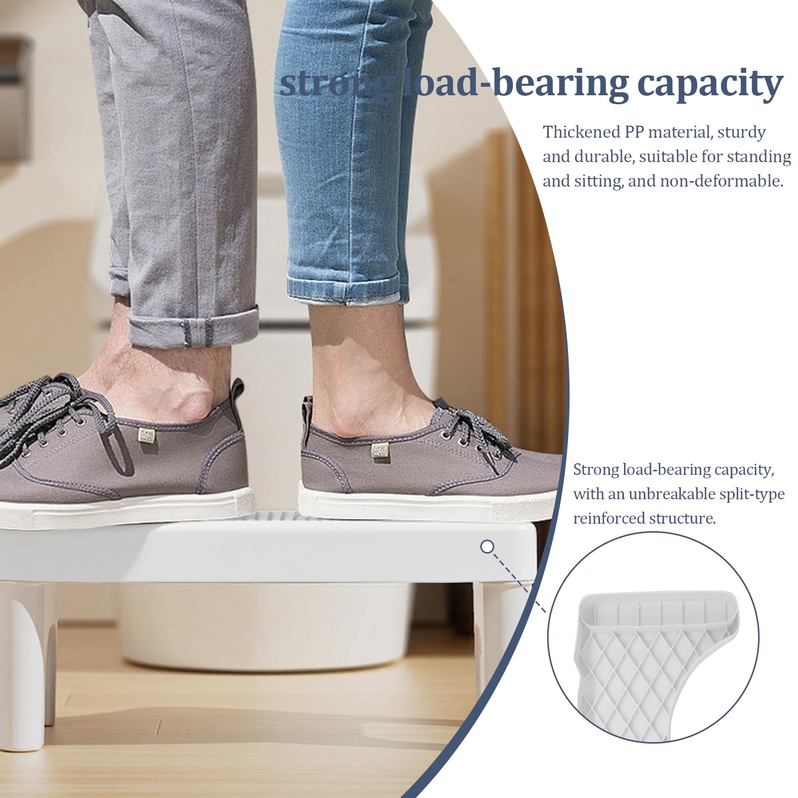 Toilettenhocker Erwachsene-Ergonomischer Klohocker, Anti-Rutsch WC Hocker gegen Verstopfung, Hocker Toilette für eine Natürliche Hockposition (40x21x17cm, Weiß)