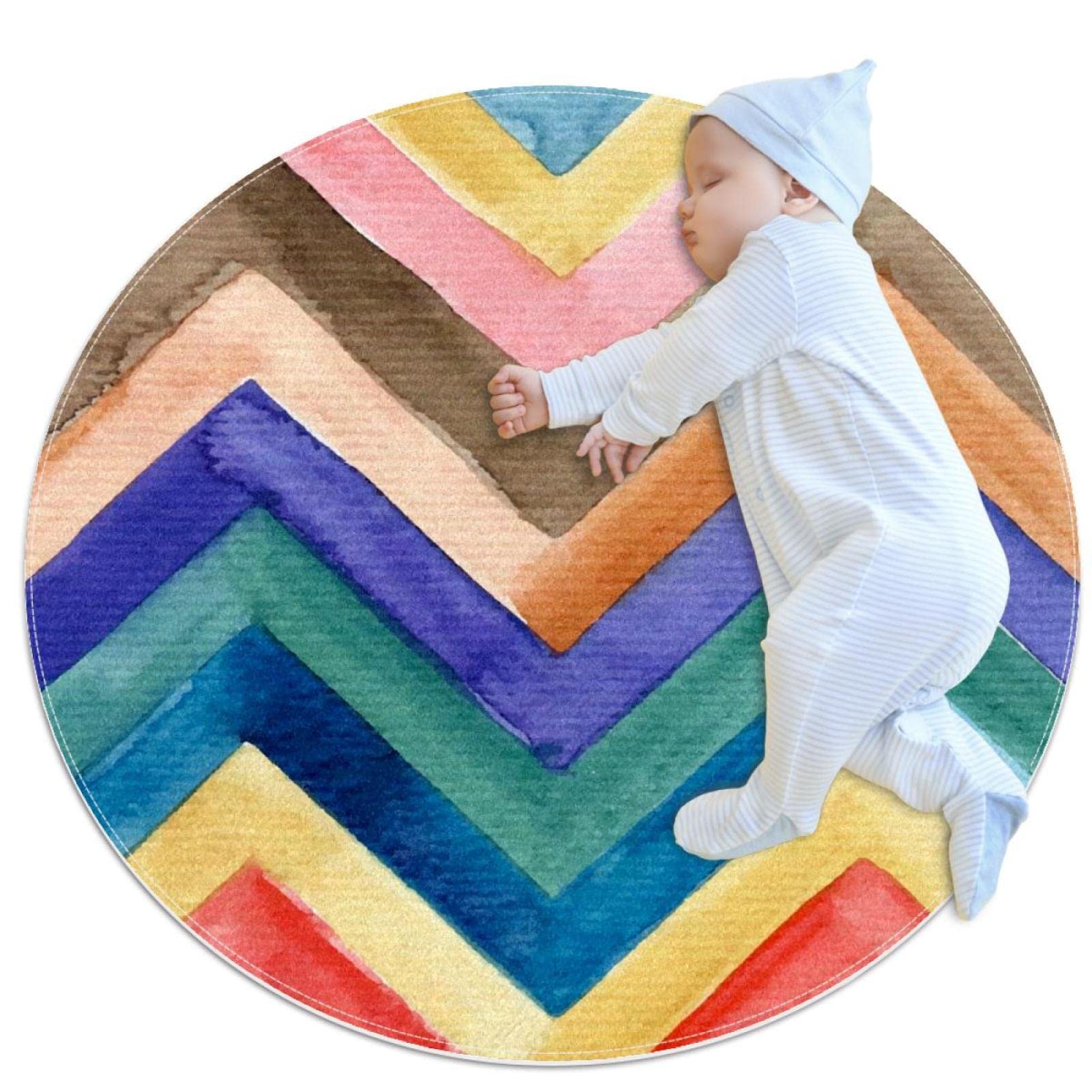 Tapis de salle de bain antidérapant rond résistant aux glissades arc-en-ciel