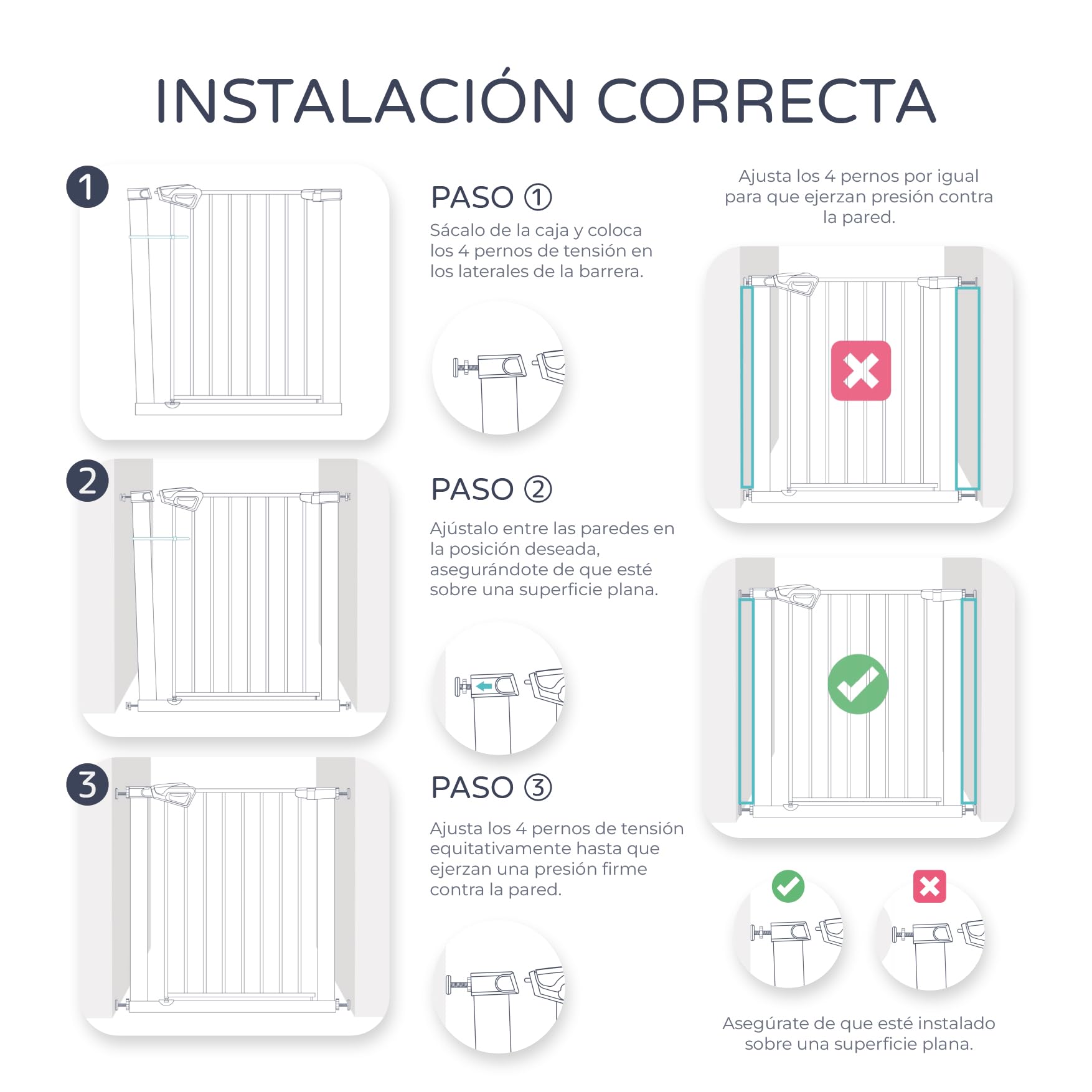 MS BabyWorld – Barrera de Puerta – Barrera de Seguridad para Niños y Mascotas | Autocierre | para Puertas y Pasillos | 75 a 82 cm | Fácil Instalación