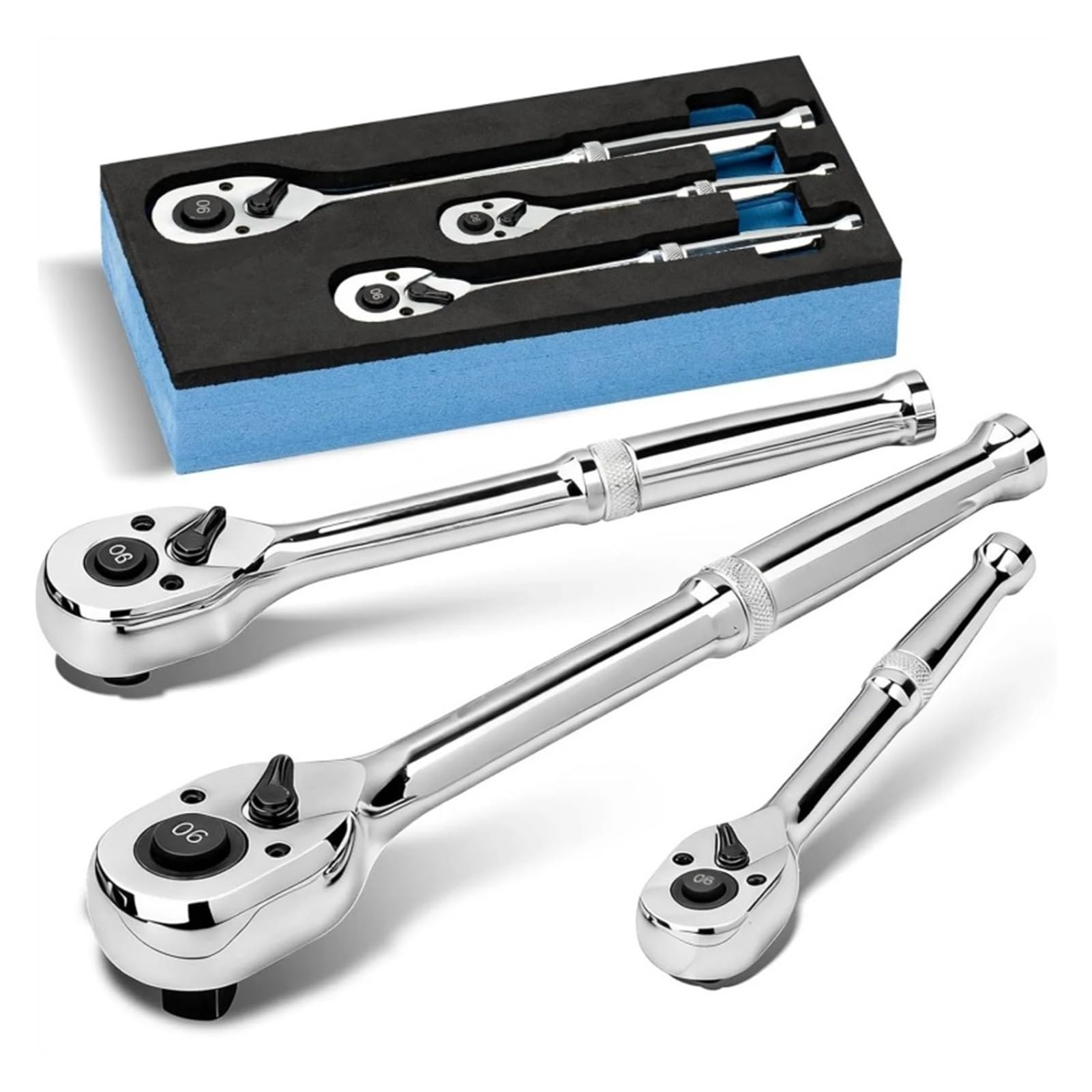 Jeiuvrao car Repair Tools 90-Tooth Reversible Ratchet Wrench (3 Sizes)