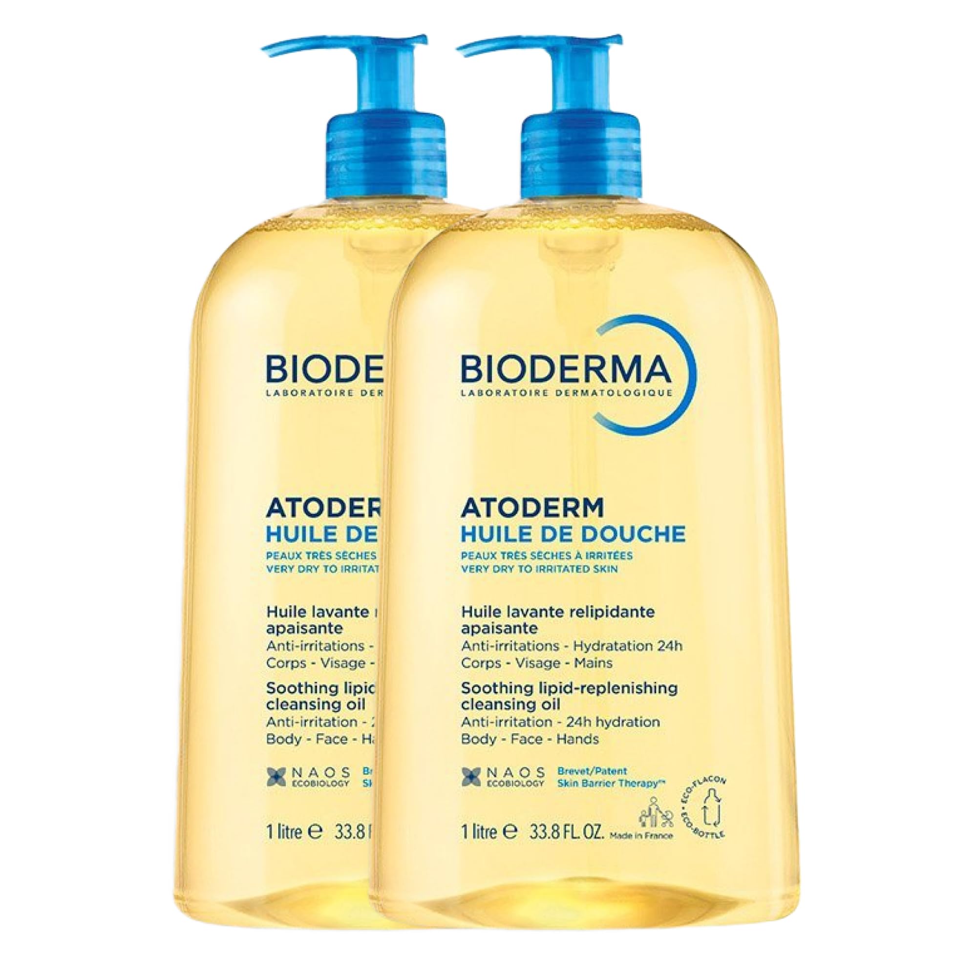 Atoderm Huile Lavante | Hydratation et Confort Immédiat | Nourrit Intensément | Nettoie, Relipide et Apaise les Irritations | Très bonne tolérance | Fabriqué en France | Lot de 2x1L