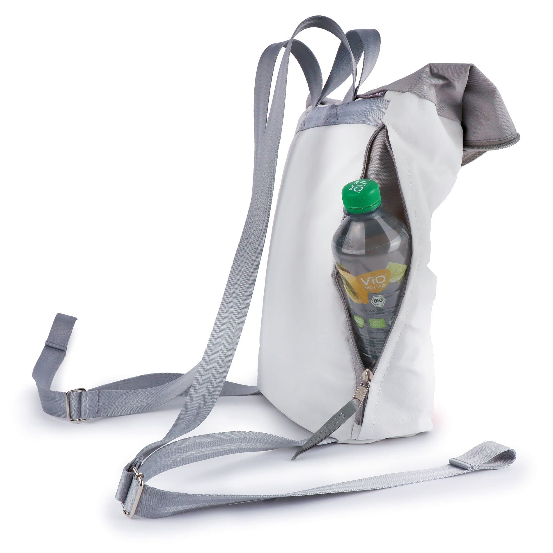 360° Möwe Wickel-Rucksack Segeltuch weiß-grau, Zahl orange 2304