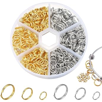 Double Ring, Round Jump Rings, Keychain, 2-Style, Double Round Jump Rings, Iron DIY Craft Parts, for Handmade Accessories, Sturdy Fittings, for Necklace, Bracelet Making, Earring Parts, for Chain