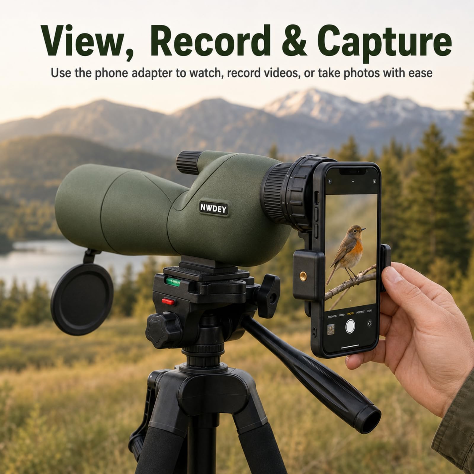 NWDEY Cannocchiale 25-75X60 con treppiede da 129,5 cm, cannocchiale per tiro al bersaglio, caccia, birdwatching, visione bassa, adattatore per telefono, borsa per il trasporto, prisma BAK4, obiettivo