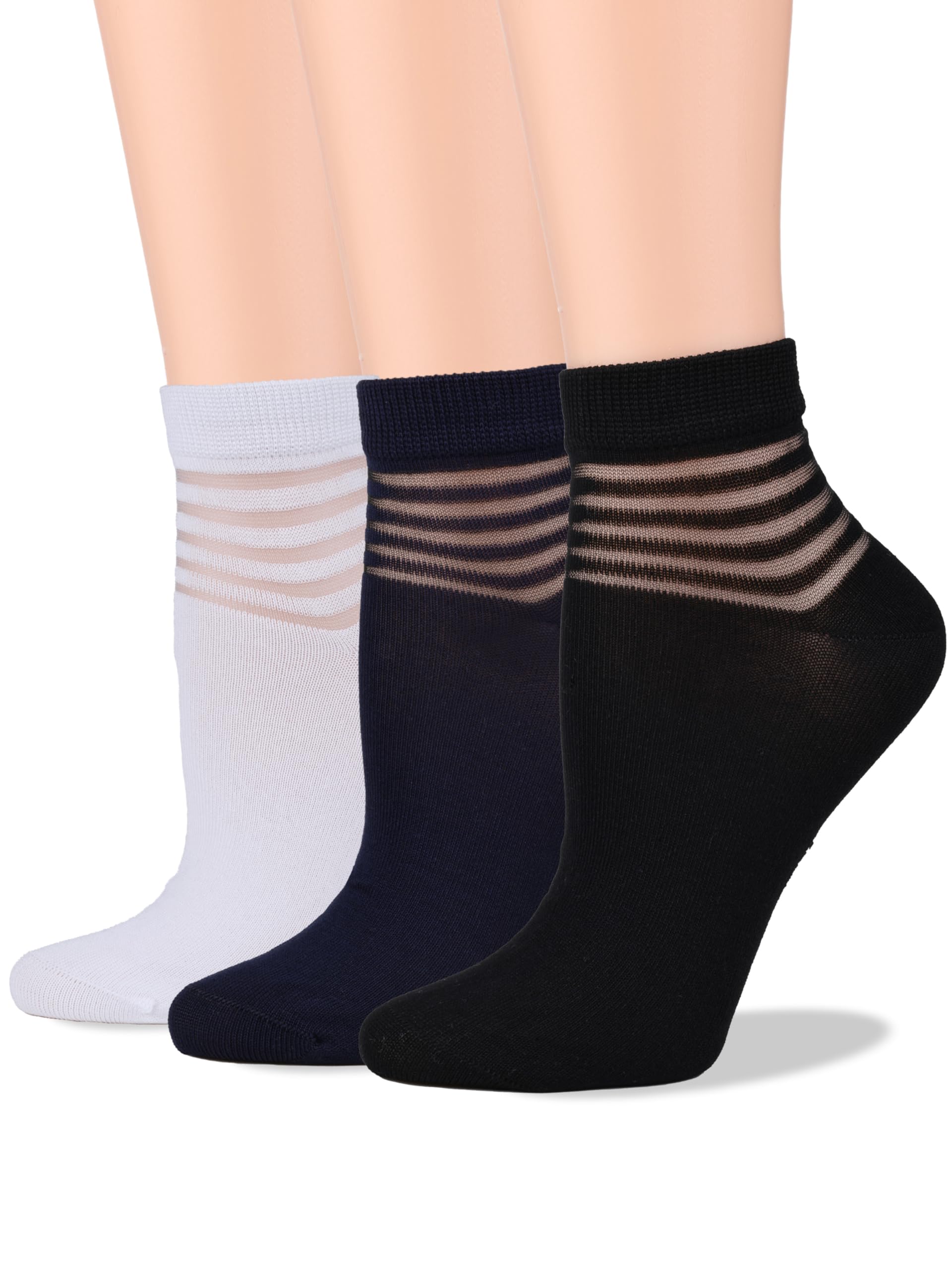 COTTON DAY Womens Fashion Thin Lightweight Half Sheer Tulle Ankle Socks