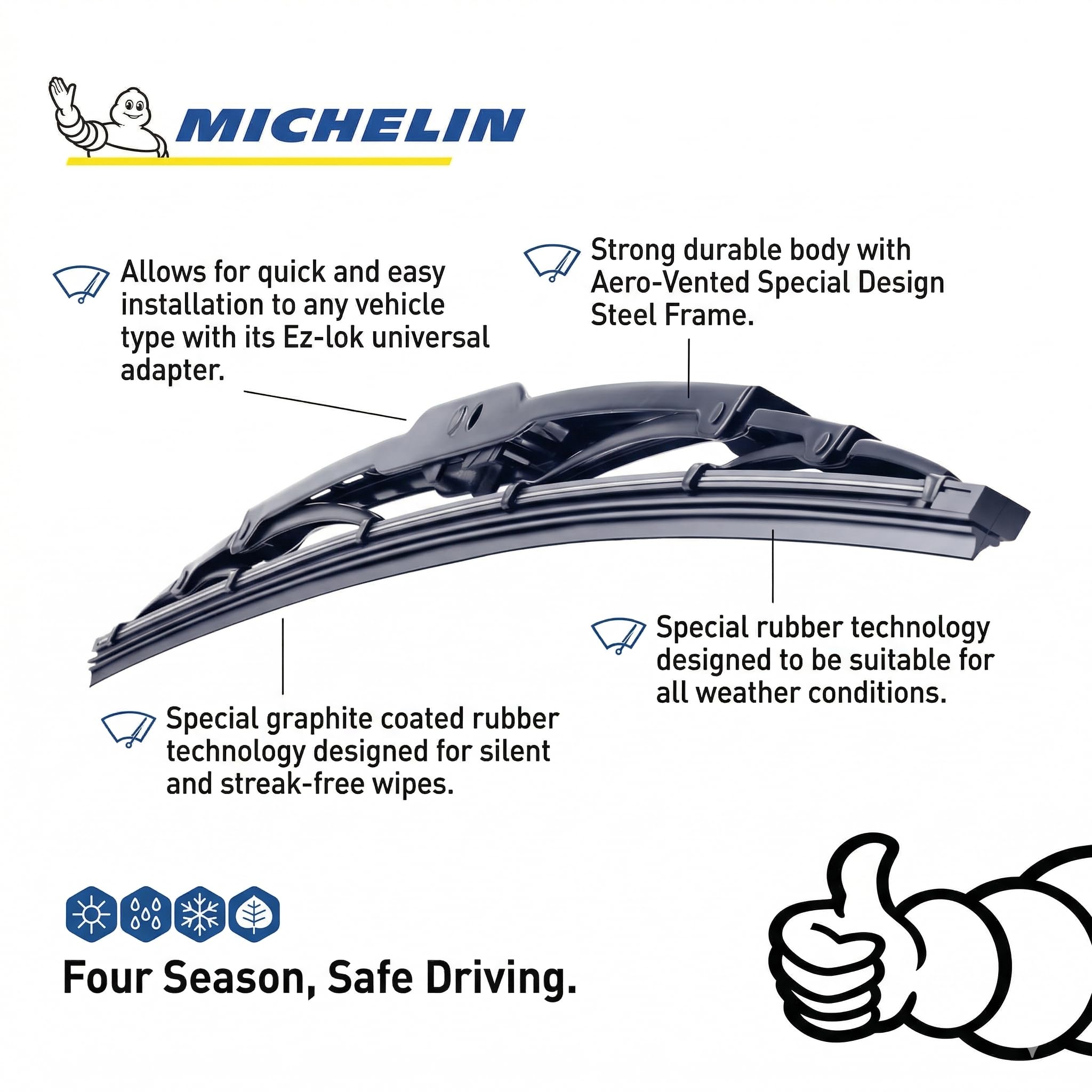 Michelin Rainforce MC13924 60CM 1 Adet Universal Telli Silecek
