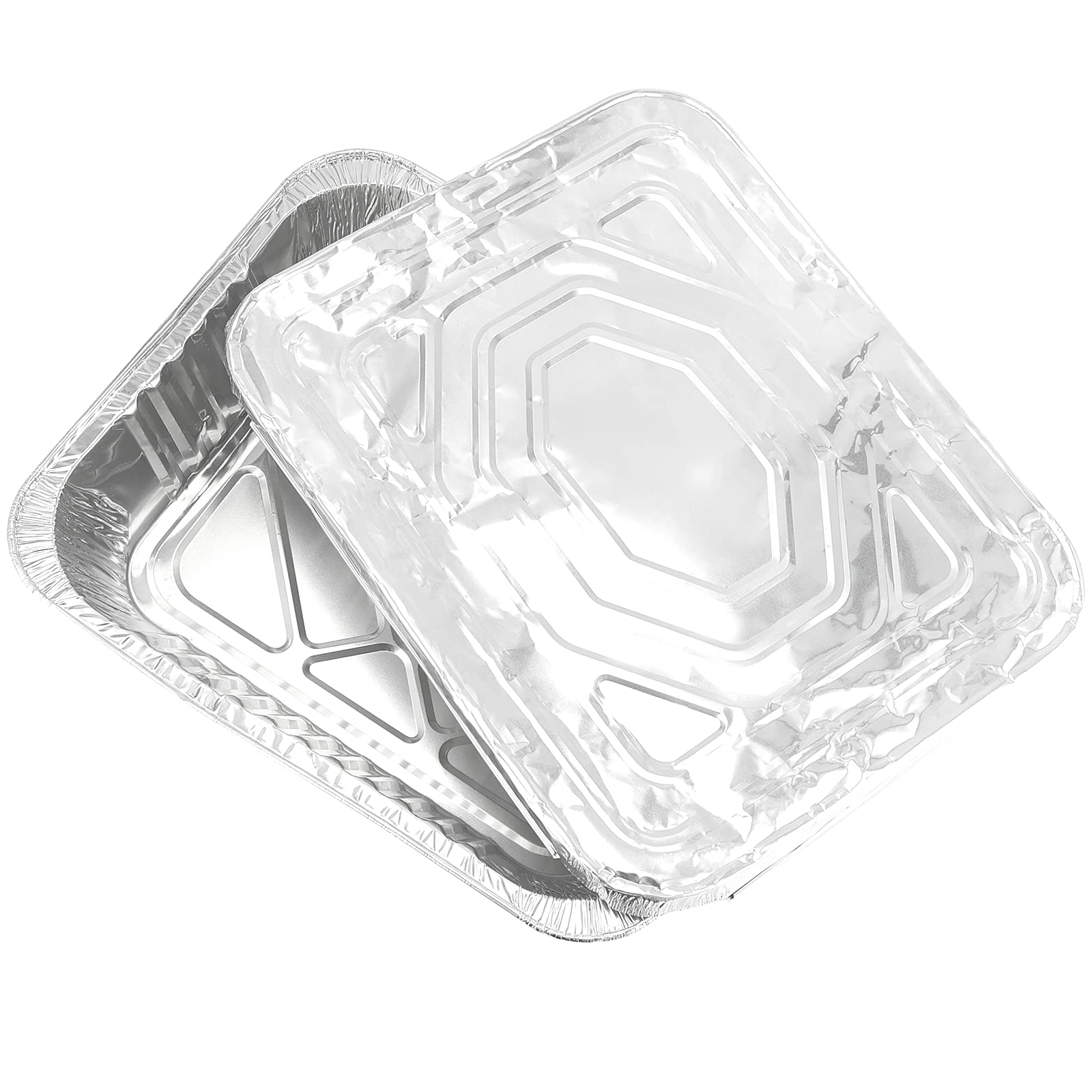JOIKIT Confezione da 25 vassoi grandi in alluminio da 3500 ml con coperchio, 32 x 26 x 6 cm, contenitori rettangolari per alimenti, per forno, picnic, cucina