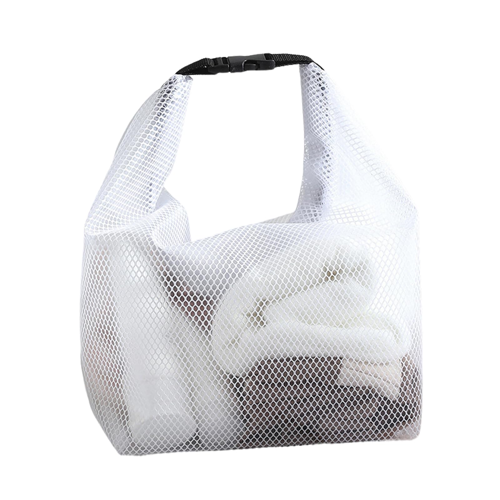Clear EVA Cosmetic Bag Tote Bag - Roll Up and Buckle It! Waterproof Travel Toiletry Bag with Handle Straps (A,Small)