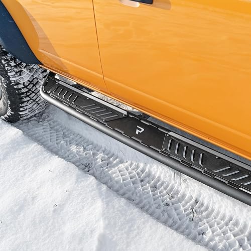 Miniatura 5 de RealTruck Roan - Estribos para SilveradoSierra  Longitud de la cabina, placa escalonada extragrande de 5.5 pulgadas, negro texturizado  NBC19CC-TX