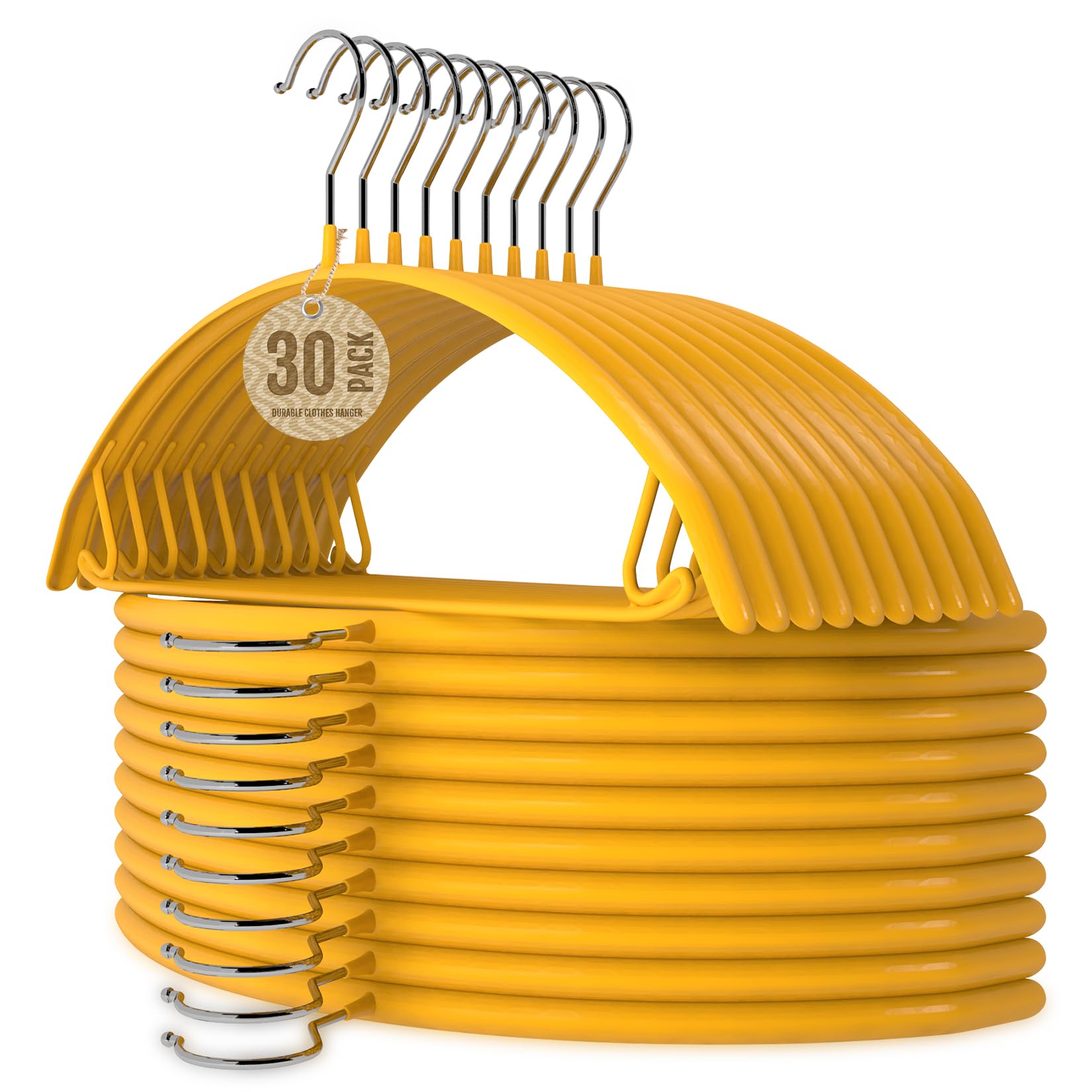 Jiang&Rong 30 Pack Rubber Coated Non-Slip Metal Hangers (Orange) — image 1