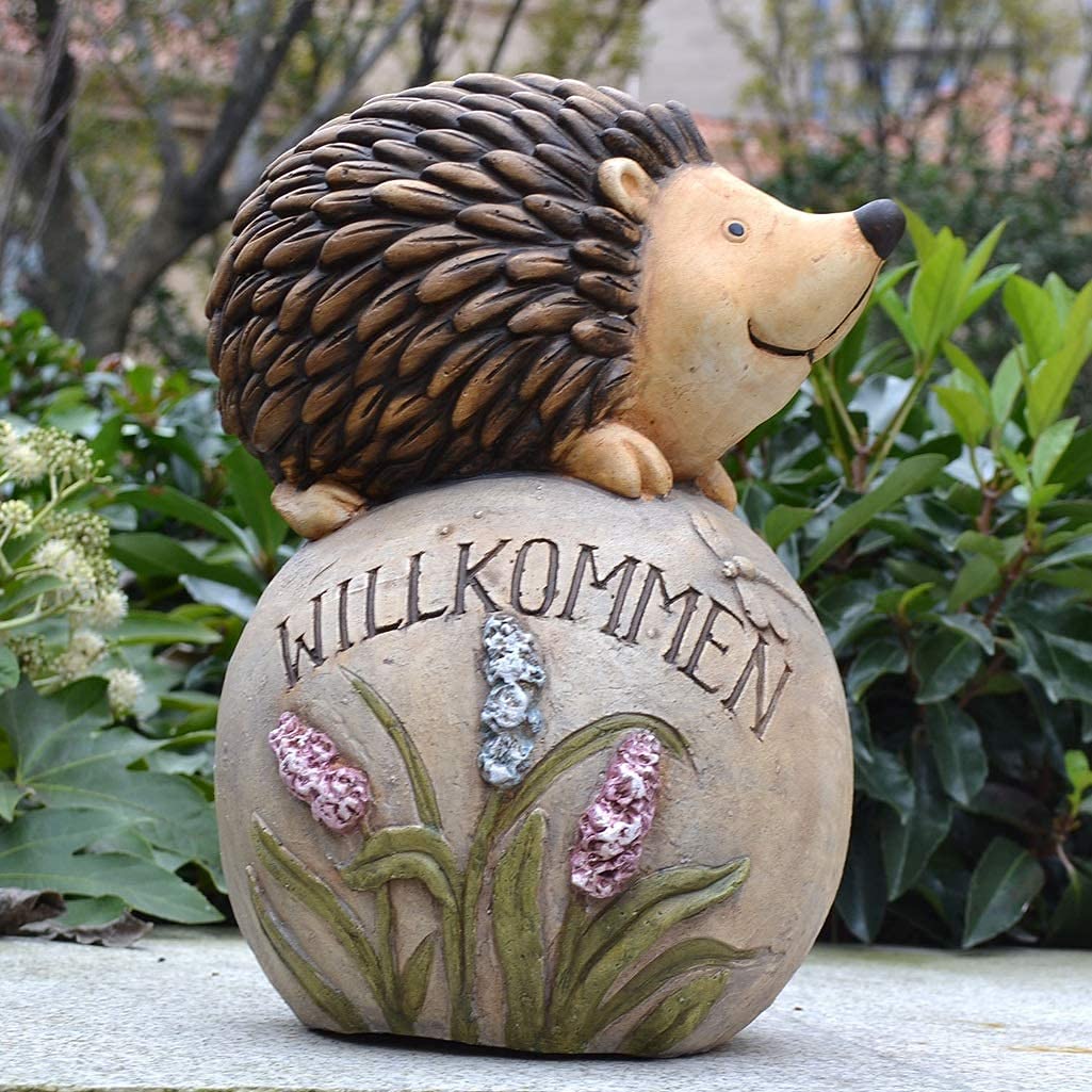 Jeż, posąg królika, dekoracje ogrodowe na zewnątrz do domu ogród balkon rzemiosło ogród willa kuchenka królik ozdoby powitalne (kolor: jeż)