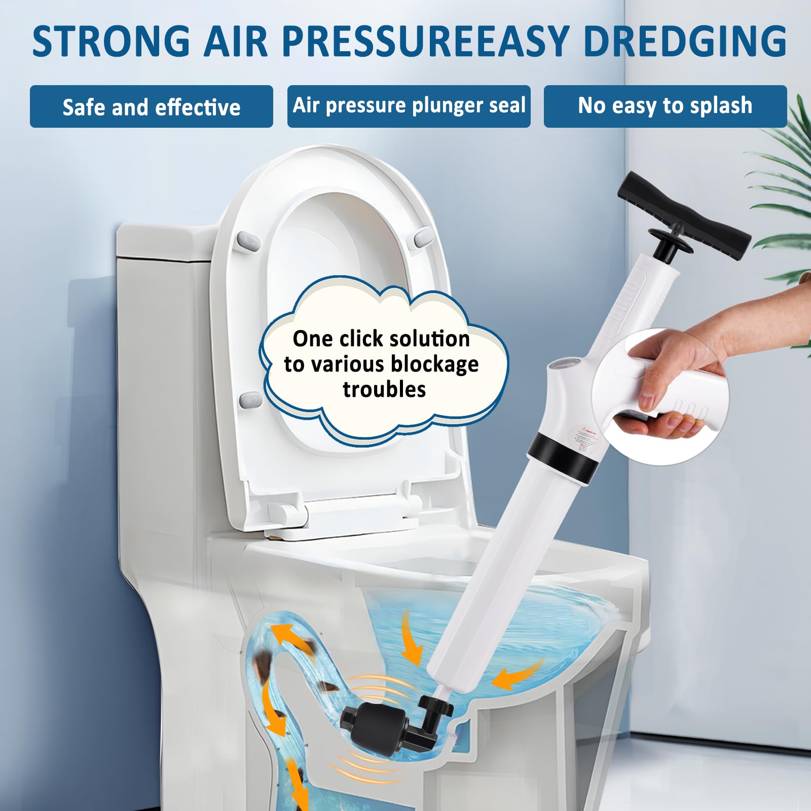 YUCHENGTECH Desatascador WC Desatascador a Presion Desatascador Inflable para Inodoro 5-in-1 Desatascador de Alta Presión para Desatascar el Desagüe del Inodoro/Lavabo/Bañera/Piso