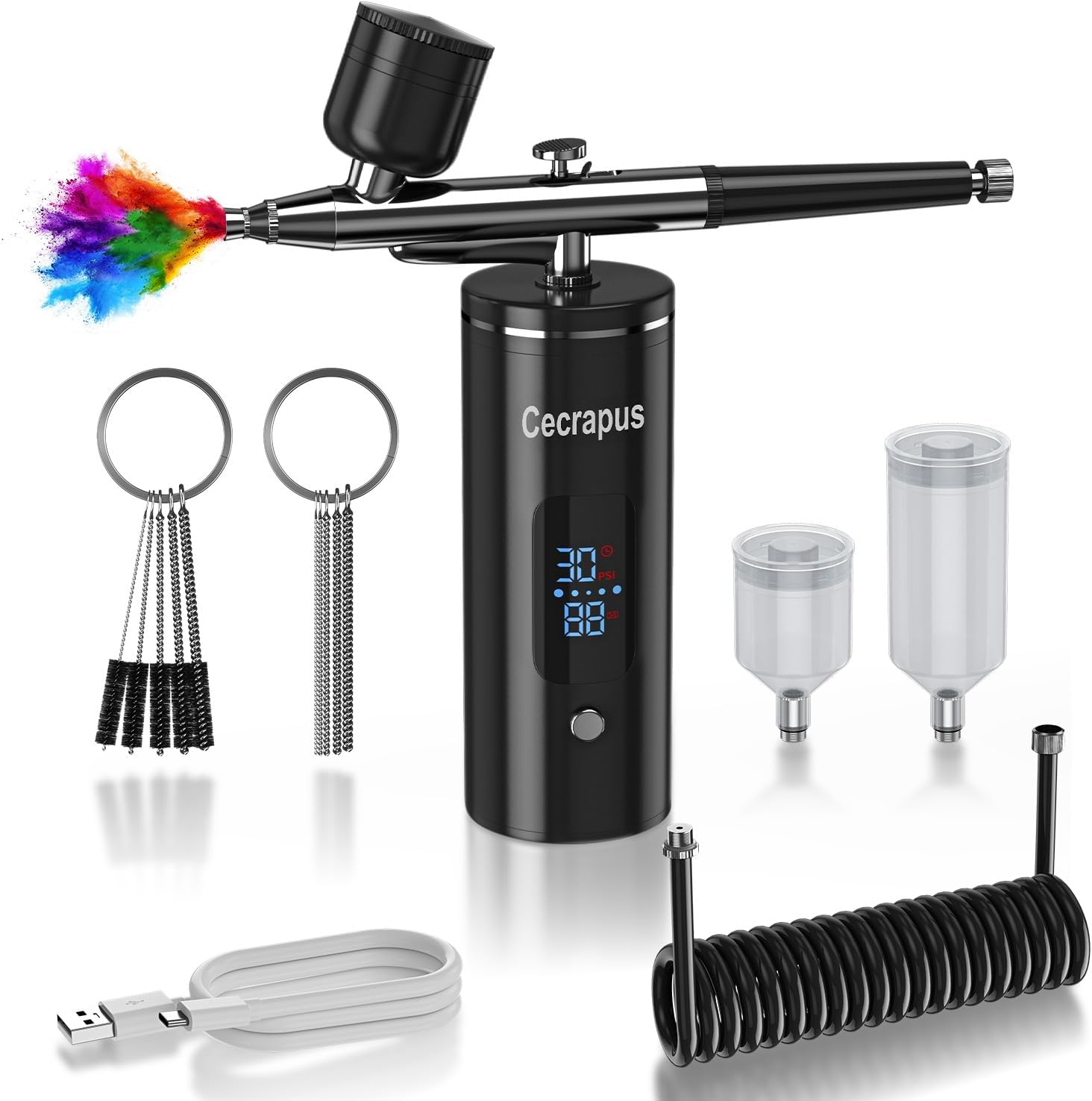 Cordless Airbrush Kit with Air Compressor for Nails, Models, Shoes, Cakes & Hair Portable Air Brush Gun Set for Painting and Detail Work