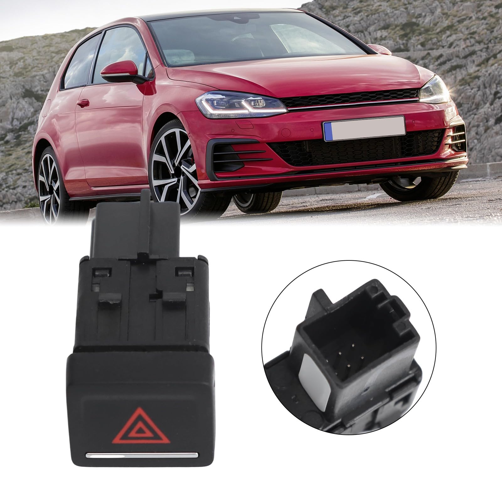 SPORTARC Interruttore luce di emergenza pulsante lampeggiatore per Golf 7 MK7 2013-2017 5GG953509 ABS