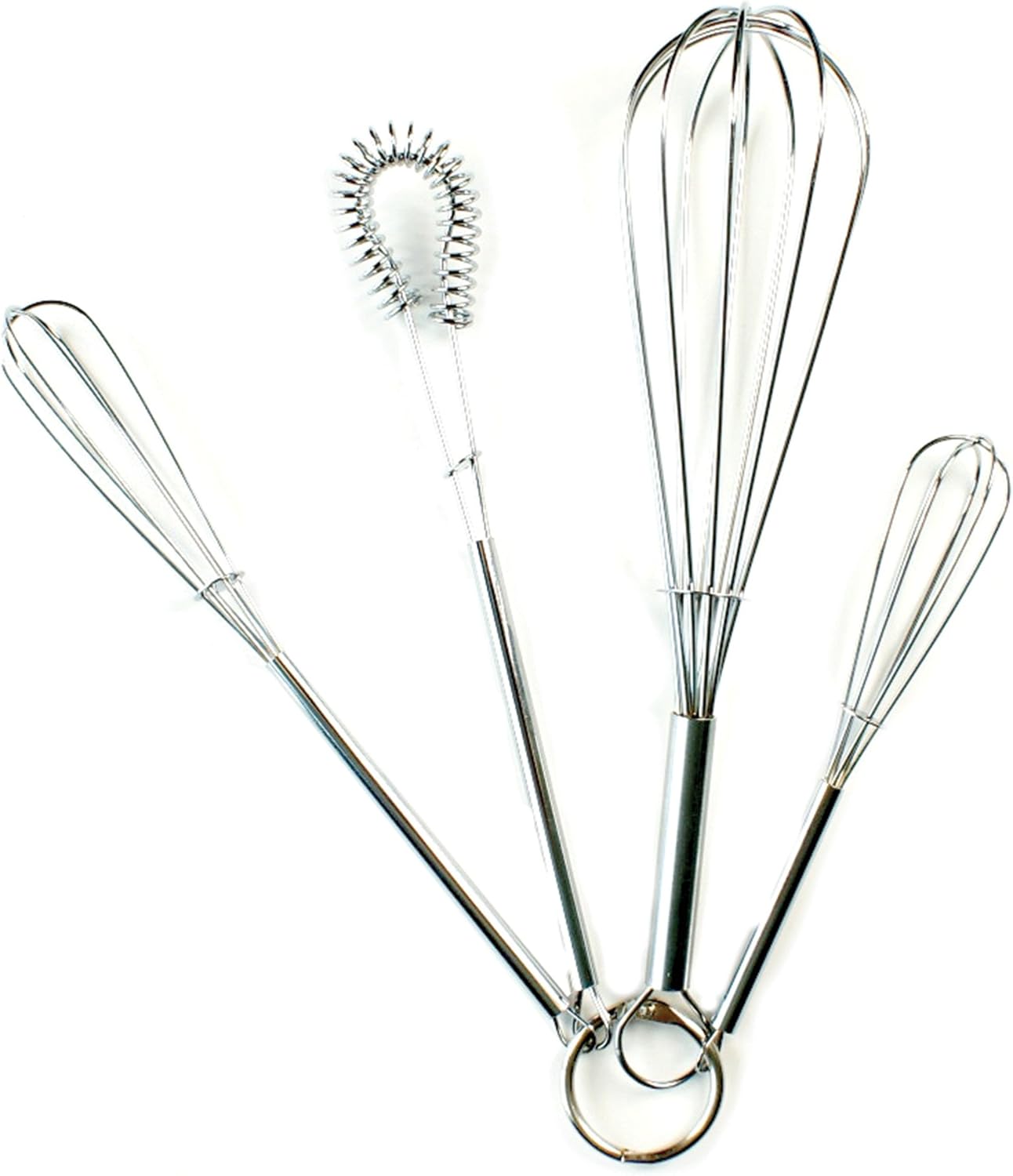 Fox Run Mini Whisks, Chrome Plated, Set of 4, Metallic, 8 x 2 x 1.75 inches