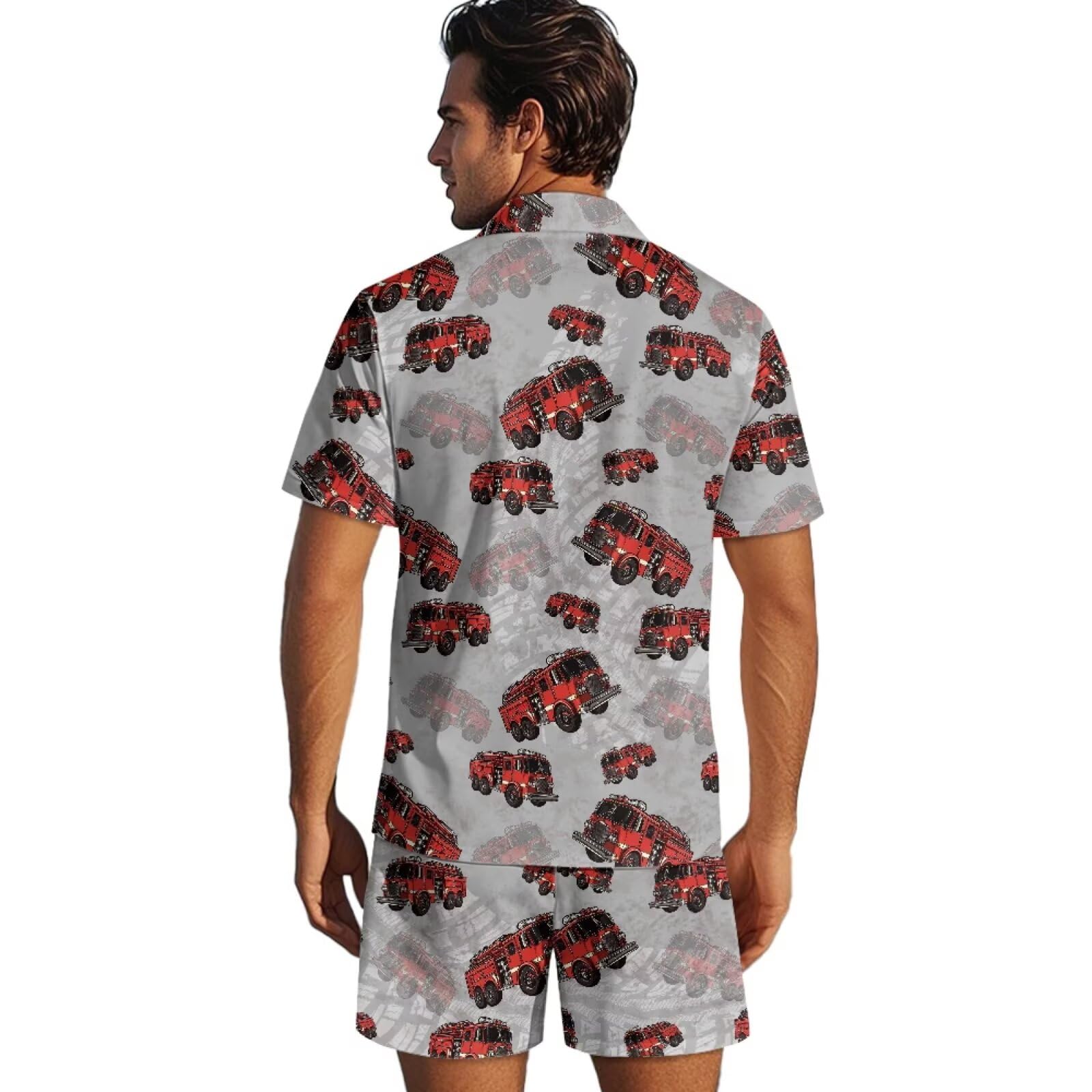 Herren-Schlafanzug-Set, kurzärmelig, Knopfleiste, Nachtwäsche, Loungewear, Nachtwäsche, 2-teilig