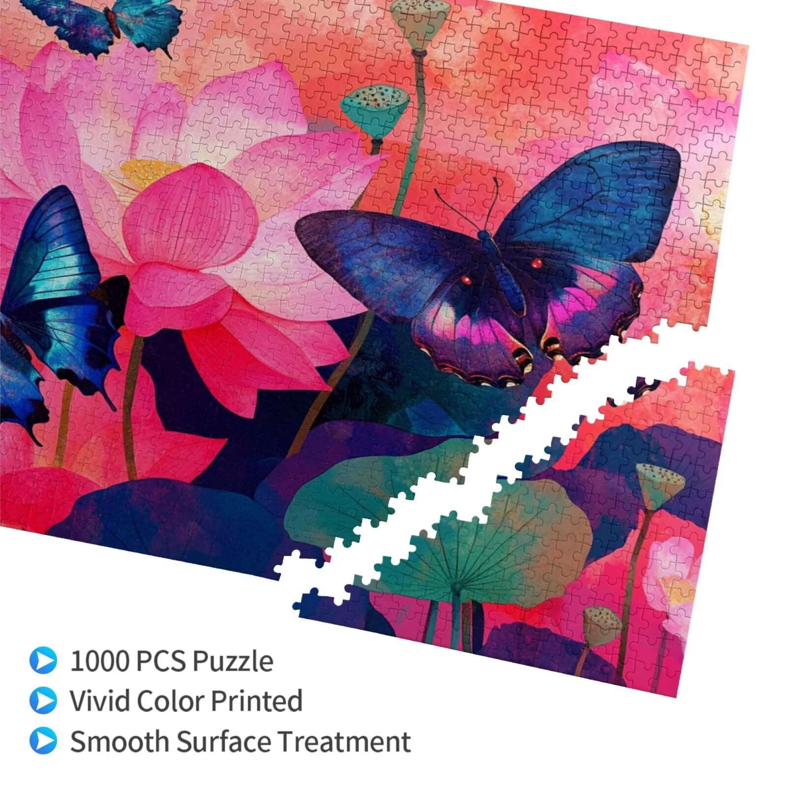 Puzzle motyl, 1500 elementów, puzzle lotosu dla dorosłych, z pudełkiem na prezent, "zrób to sam", duże drewniane puzzle dla dorosłych, gra zręcznościowa dla całej rodziny, prezenty dla kobiet, 87 x 57