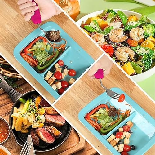 Vista 3 de Utensilios adaptativos, cubiertos en ángulo pesado, ayudas de Parkinson, juego de cuchara y tenedor curvados antideslizantes de fácil agarre