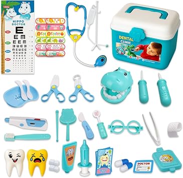 38 PCs Doctors Set, Educational Medical Toy with Real Light & Sound Stethoscope, Doctor Suit, Medicine Chest With Portable Storage Case, Kids Doctor Pretend Roleplay 3+ Years