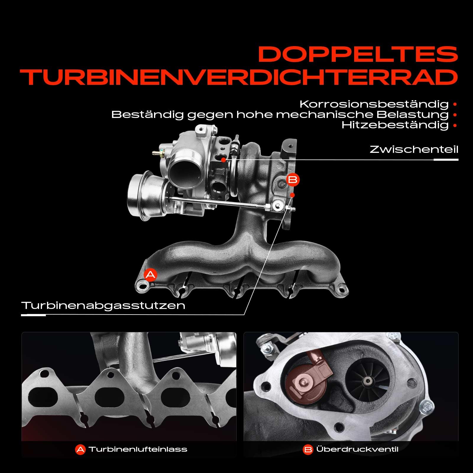 Frankberg Turbolader Kompatibel mit Golf Plus 1.4L 2006-2013 Golf V 1.4L 2005-2008 Golf VI 1.4L 2008-2012 Passat 1.4L 2012-2014 Touran 1.4L 2006-2015