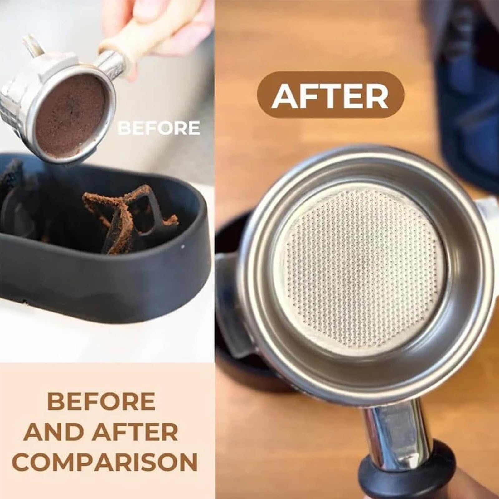 Kit de limpieza de portafiltro de café, limpiador automático de cajas con soporte, cepillo y bandeja de tierra para uso doméstico, cocina y oficina