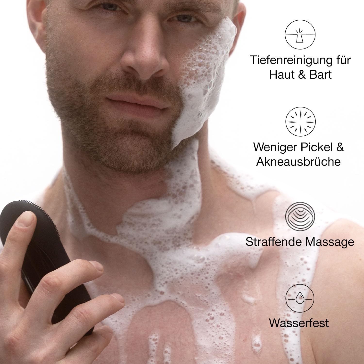 Silikon Gesichtsreinigungsbürste elektrisch mit Vibration | Unisex Gesichtsbürste mit 12 Stufen für porentiefe Reinigung | Wasserdichte Reinigungsbürste Gesicht I Gesichtsreinigungsgerät