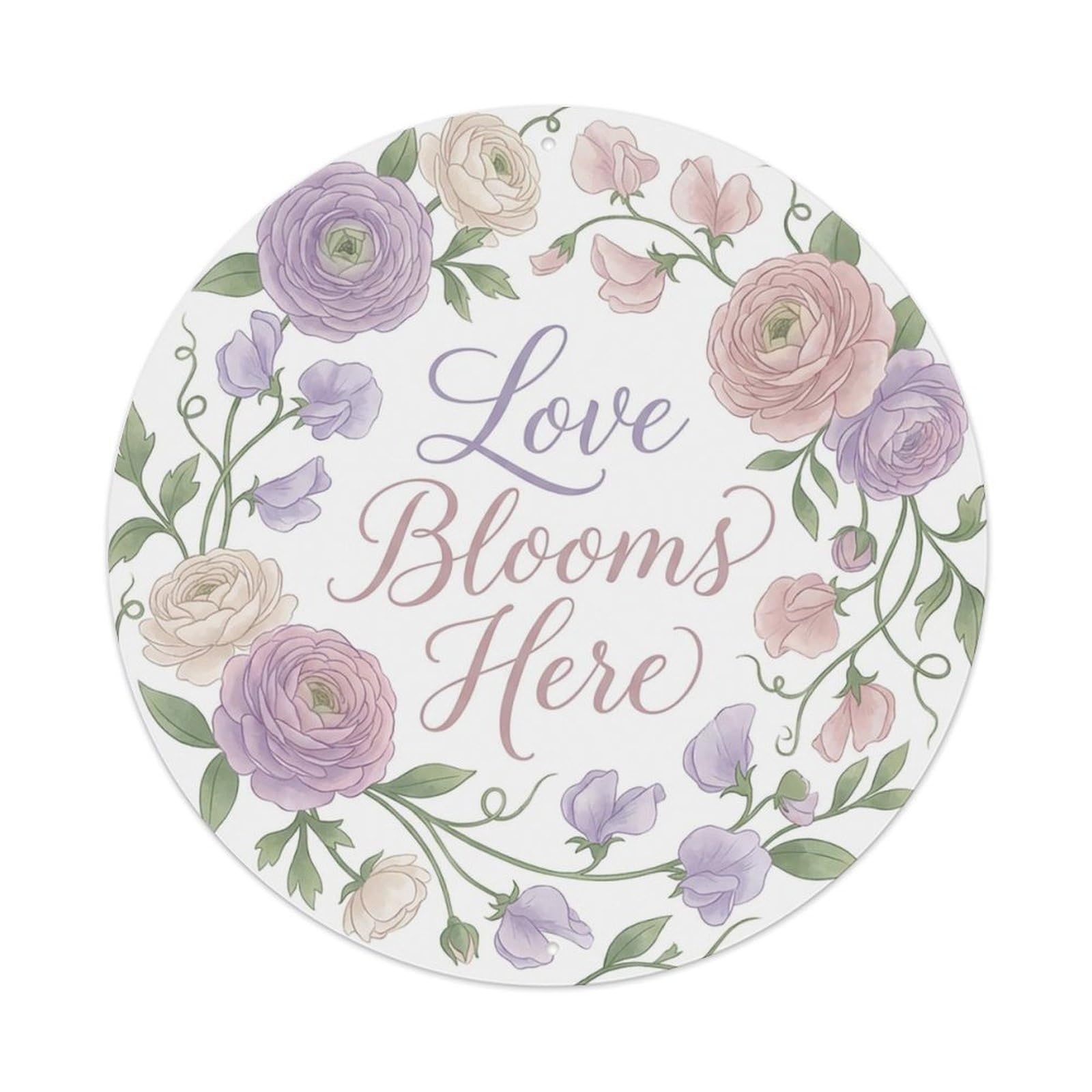 Romantic She Shed Floral Love Blooms Here Metal Tin Sign