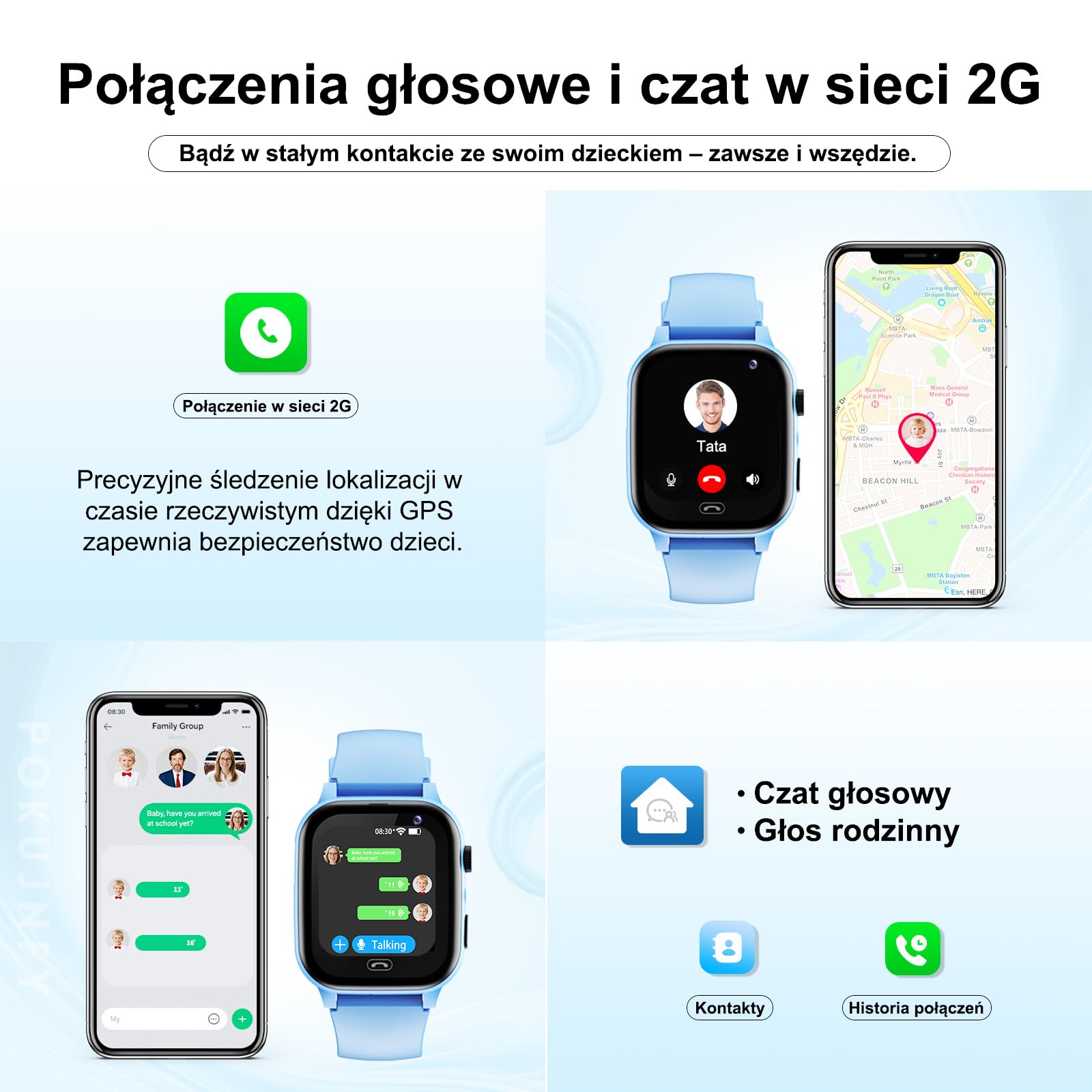 Smartwatch dla Dzieci z GPS SOS Kontakty Czat Rozmowy Telefoniczne Tryb KlasowyGra Budzik Latarka IP68 Wodoodporny Cyfrowy Prezenty Smartwatch Dziecięcy Chłopcy Dziewczynki