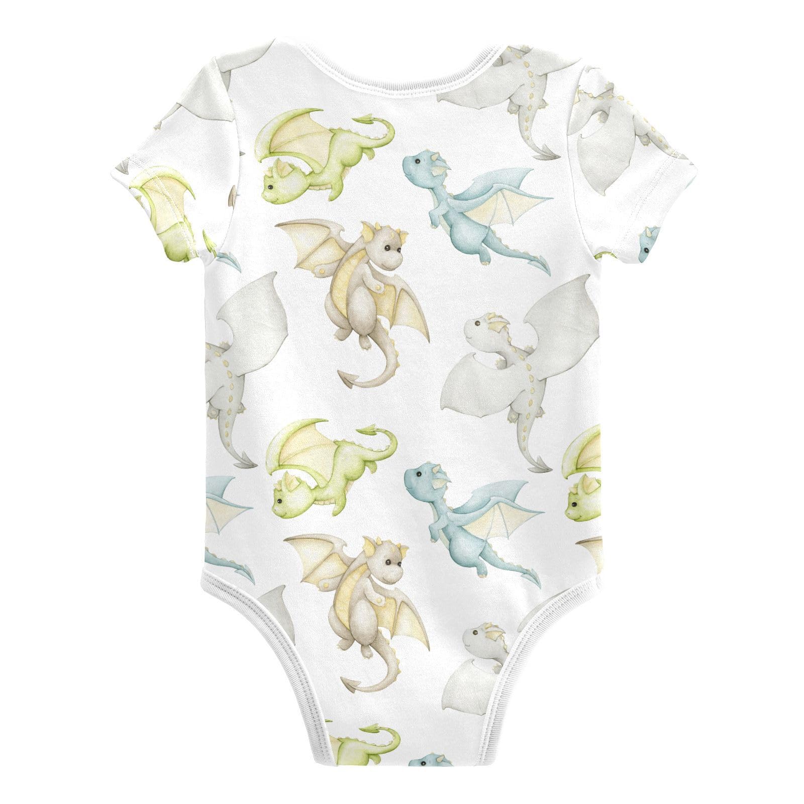 vvfelixl Baby Boys Bodysuit Watercolor Dragons Cartoon Style Short Sleeve Baby Girls Clothes Baby Bodysuits for Toddler 12-18 Months