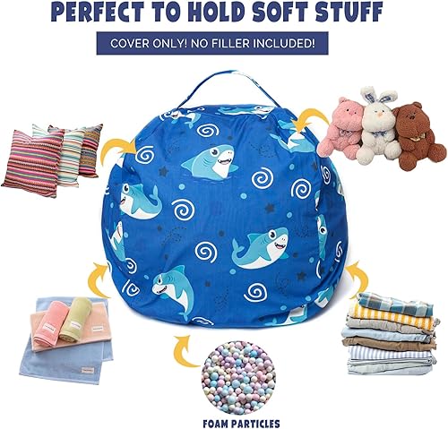 Miniatura 3 de Funda para puf de almacenamiento de animales de peluche, para niños, mantas, toallas, puf (solo funda), sofá de lona con cremallera YKK, tamaño