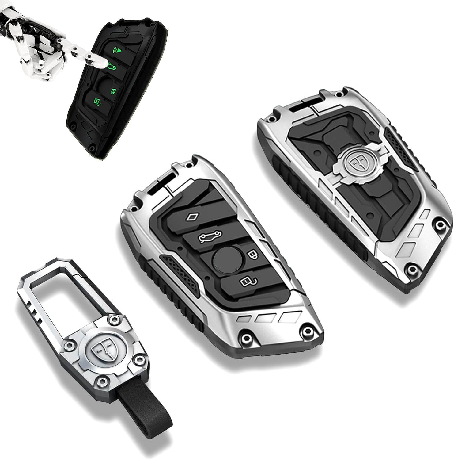 Heavy Metal Key Fob Cover Protector, Compatible with BMW 2 5 6 7 Series X1 X2 X3 X5 X6 Keychain Accessories