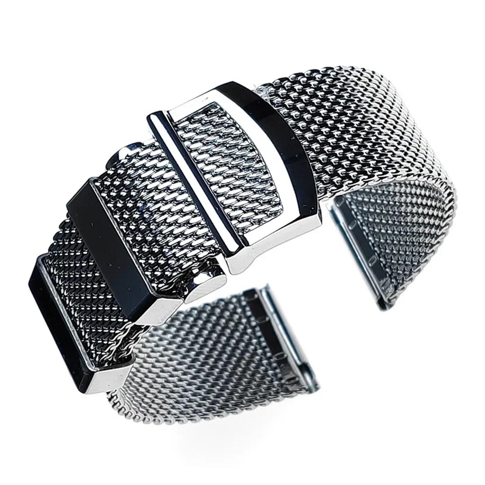 Correa de reloj de malla milanesa de liberación rápida de 20 mm y 22 mm, hebilla plegable para hombres y mujeres