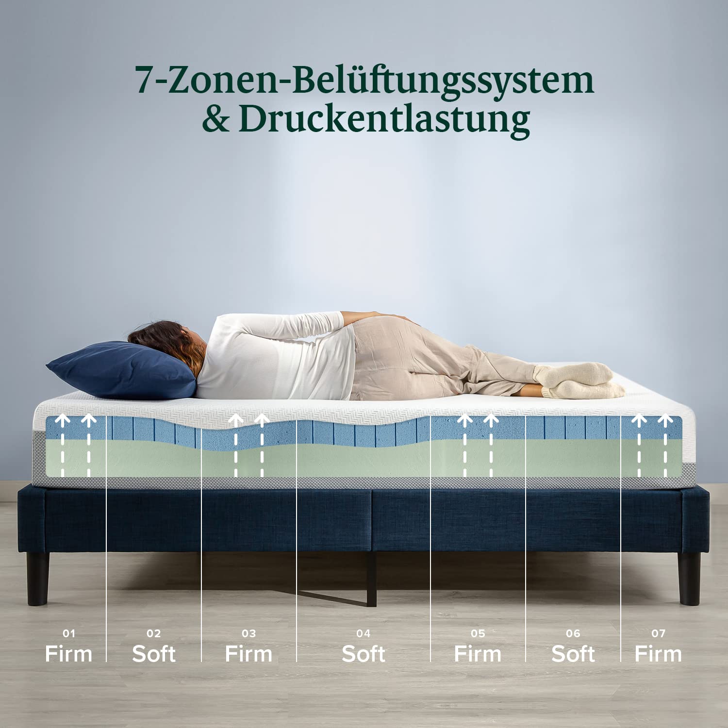 Zinus Grüntee-Matratze 140x200 Cm – Härtegrad H3-H4, 20 Cm Hoch, Öko-Tex Zertifiziert, Memory-Schaum
