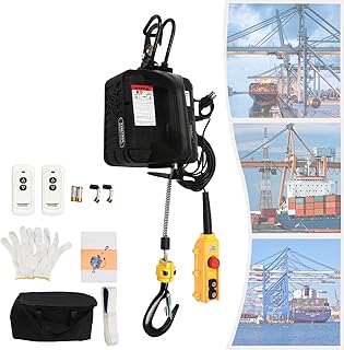 YIYIONCE 1100lbs Lift Electric Hoist 3IN1 Portable Winch with w/Wire&Wireless Remote Control&Tool Bag 1500W 110V Electric Hoist Winch 25FT Lift Height Winch Crane for Lifting Objects| US STOCK (Black)