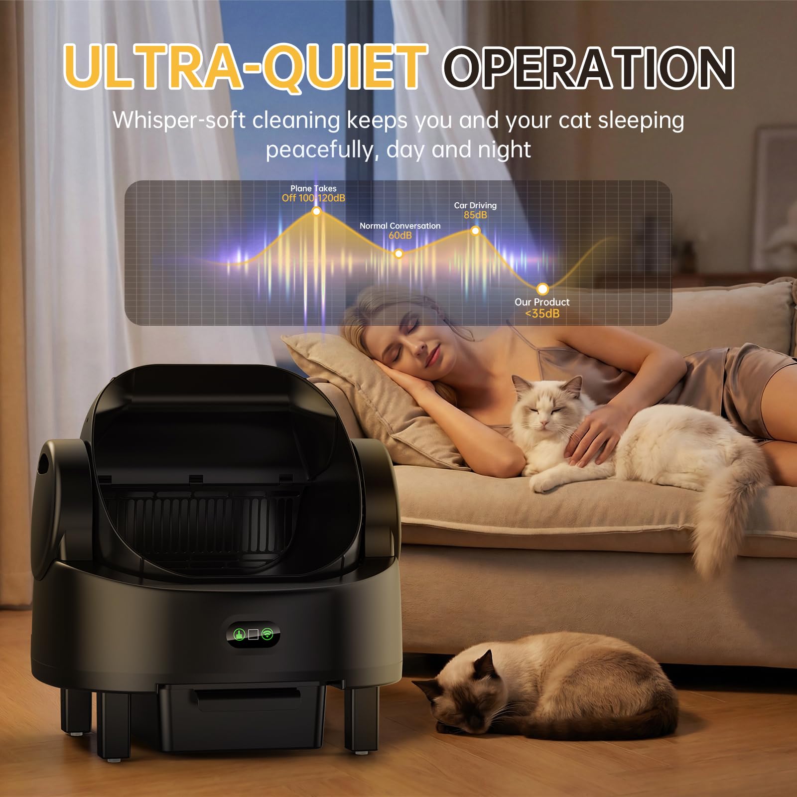 Automatic Cat Litter Box, Electric Large Open-Top Self Cleaning Litter Box for Multiple Cats, Smart APP Control, Multiple Safety Sensors, 1 Rolls Bags & 1 Mat, Arenero para Gatos Autolimpiable